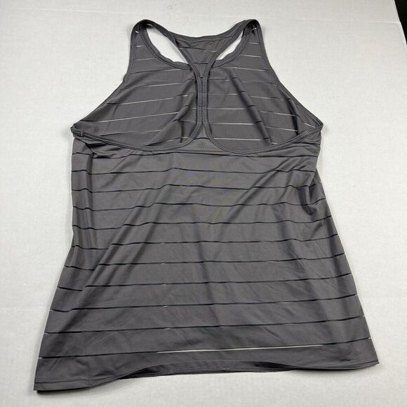 Athleta Womens Striped Mesh Tank Top Gray Racerback Workout Sleeveless Shirt XL - Picture 10 of 11